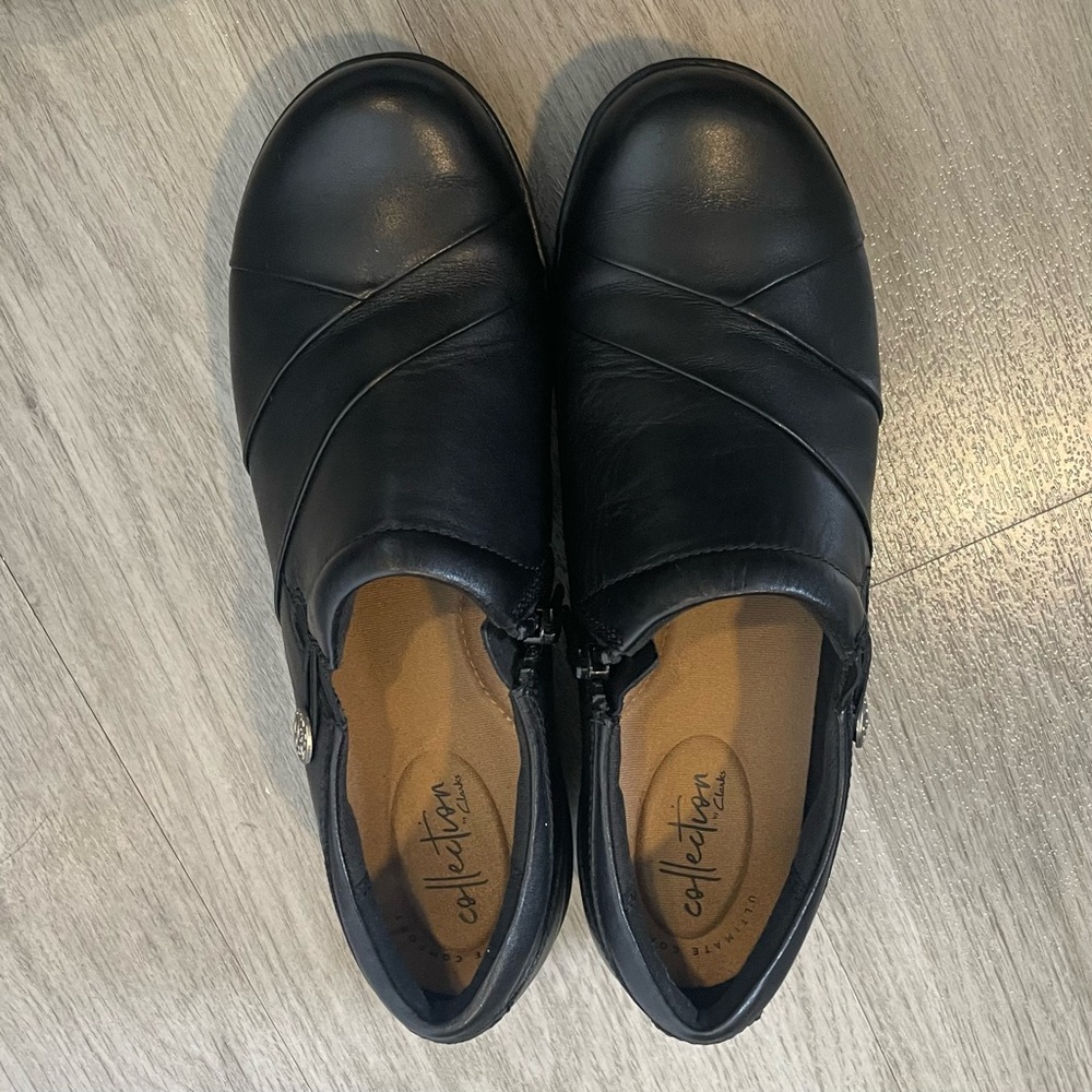 Clarks Channing Ann Black Leather Shoes